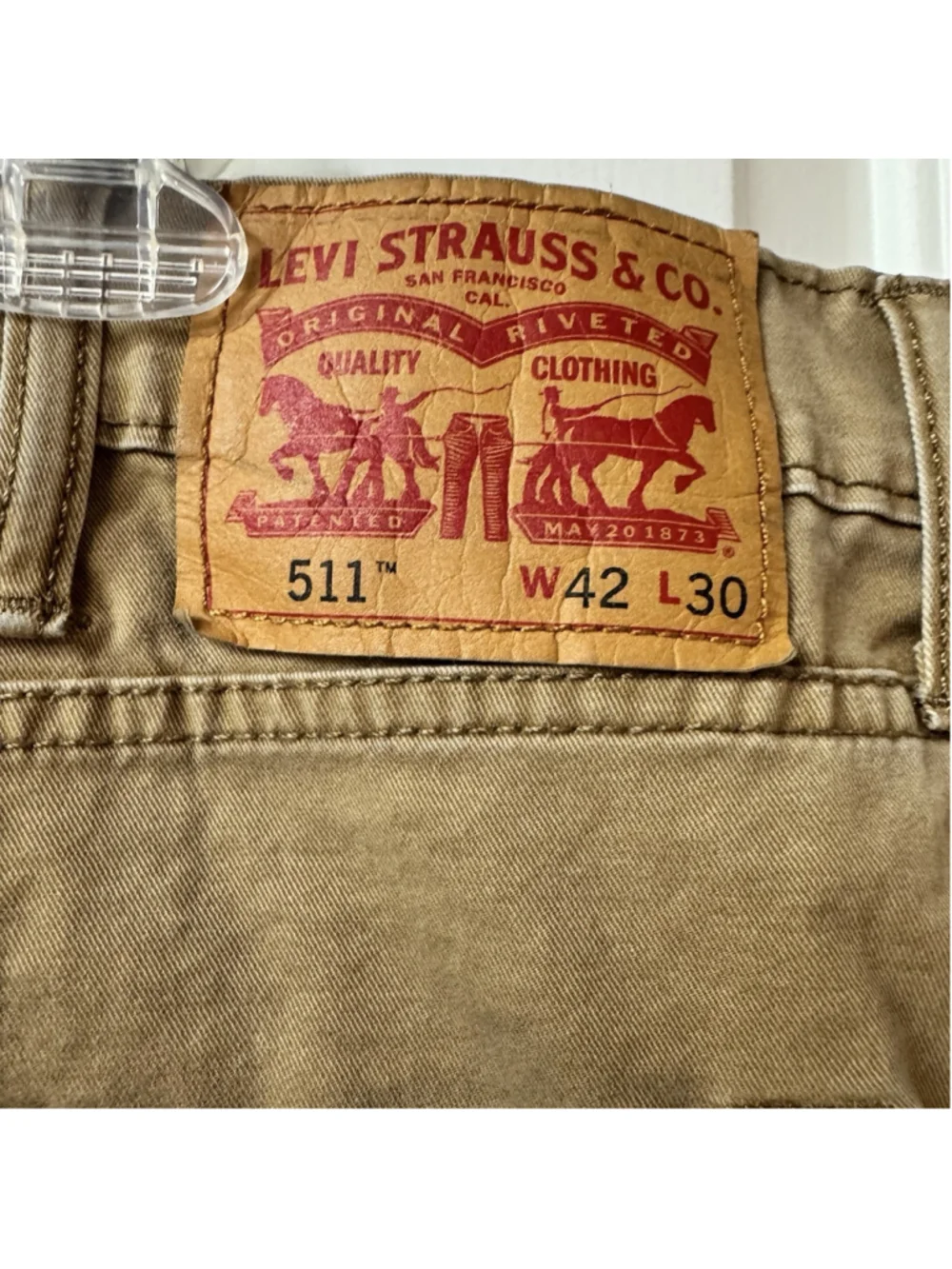 Levi's 511 Tan Jeans Men’s 42x30 Cotton Blend Straight Leg